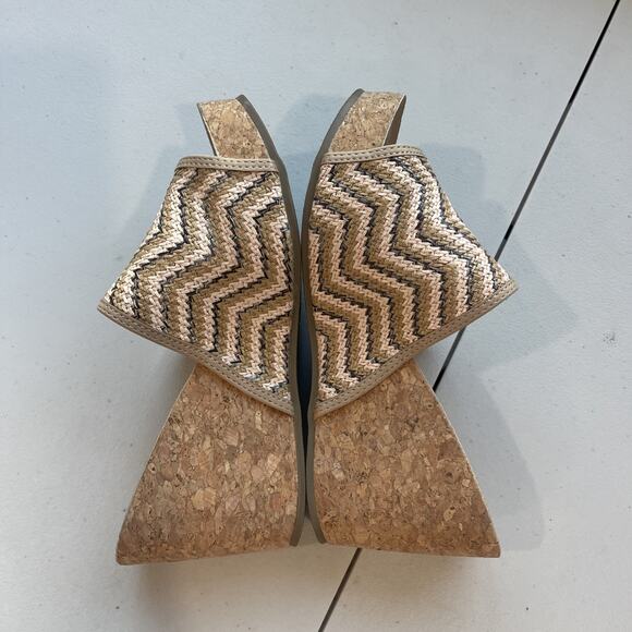 Blowfish Malibu Slip On Sandals sz 7 M Cork Wedge Slide Brown Raffia Natural - Picture 6 of 10